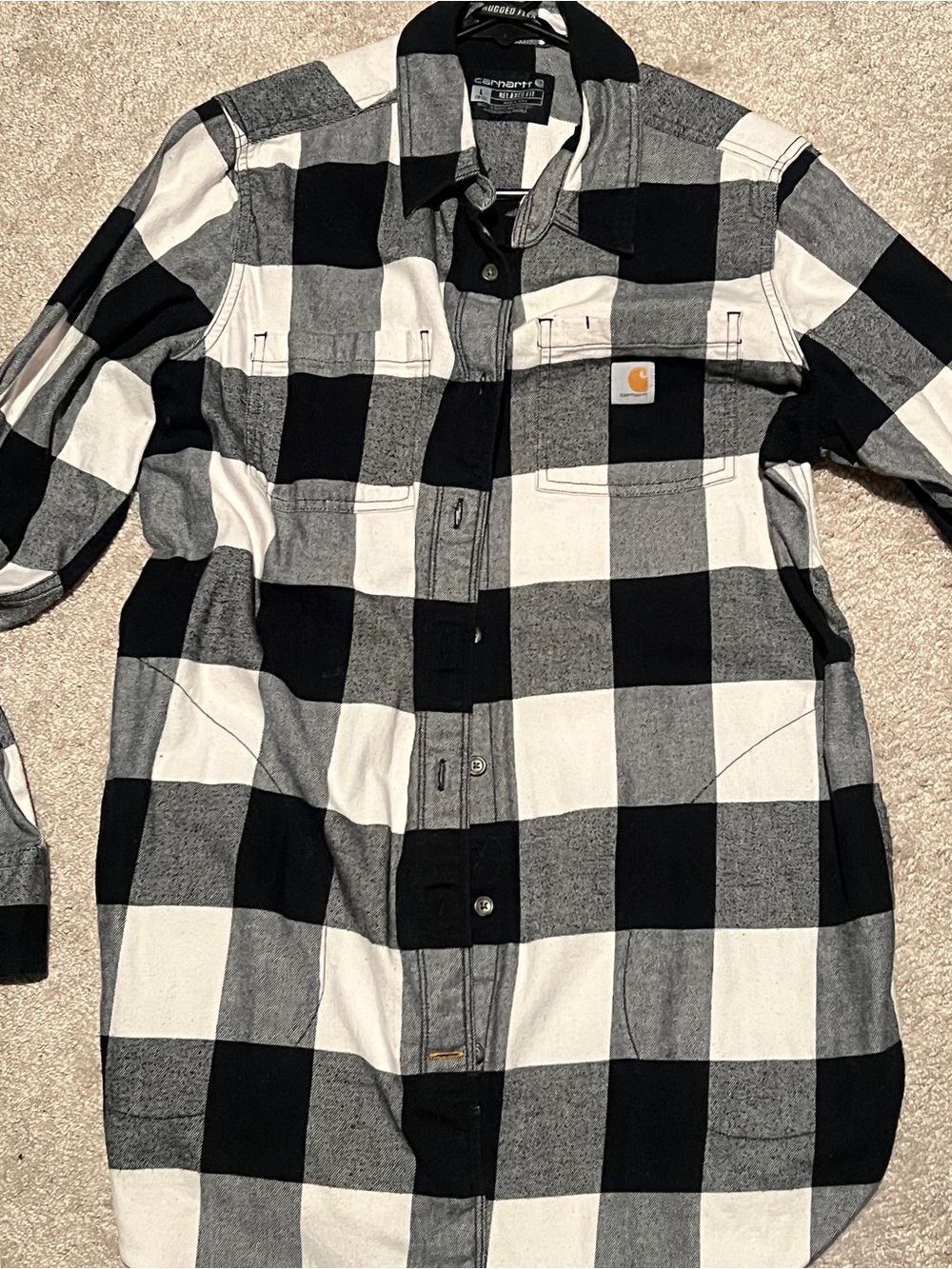 Carhartt Rugged Flex Midweight Flannel Black & White LS Tunic
